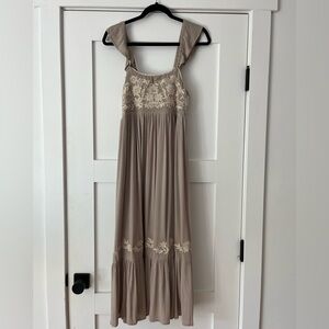 In Bloom Taupe Embroidered Sundress